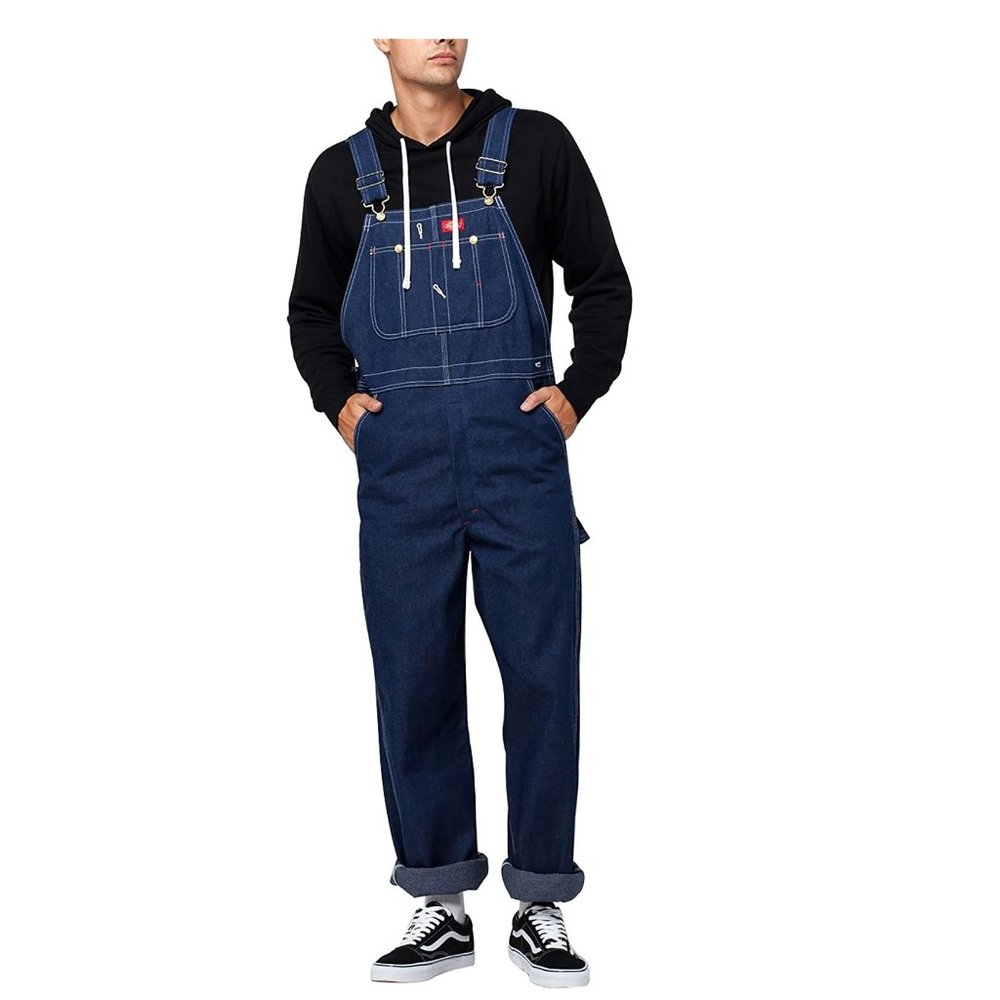 NWT Dickies Men's Stonewashed Denim Bib Overalls Indigo Size 44x30 $80 II175